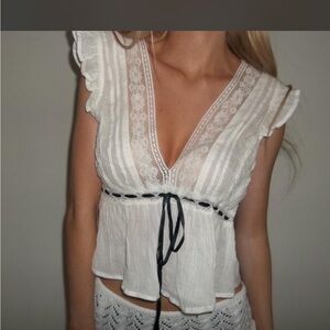 White Lace Trim Top